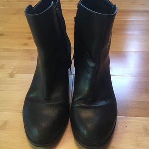 Maje black leather ankle boots with sparkle heel